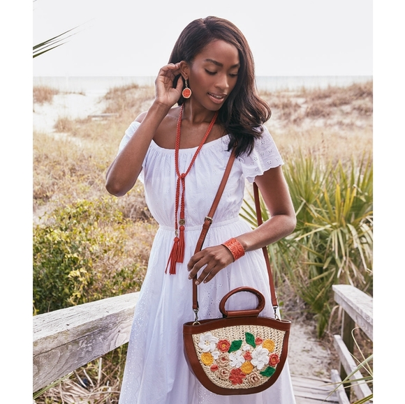 ❌SOLD❌Patricia Nash Ossi Satchel Raffia Crochet Floral Leather Crochet Crossbody - Picture 16 of 16